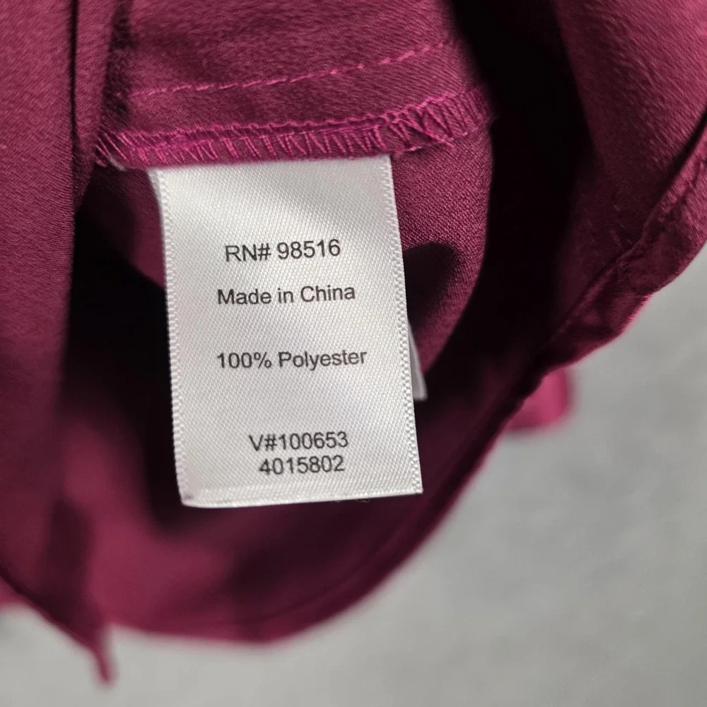 Coldwater Creek Shirt Womens 1X Pink Satin Button Front Long Sleeve Blouse Top - Picture 4 of 10